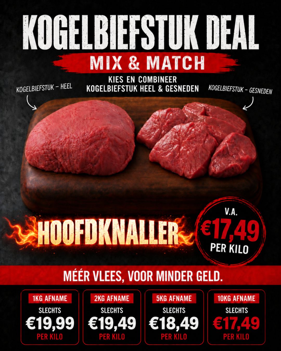 Social media advertentie voor vleesaanbieding