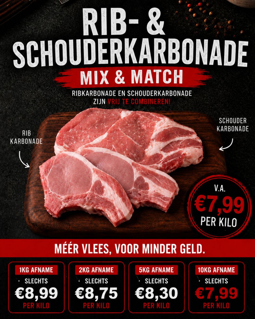 Social media advertentie voor vleesaanbieding