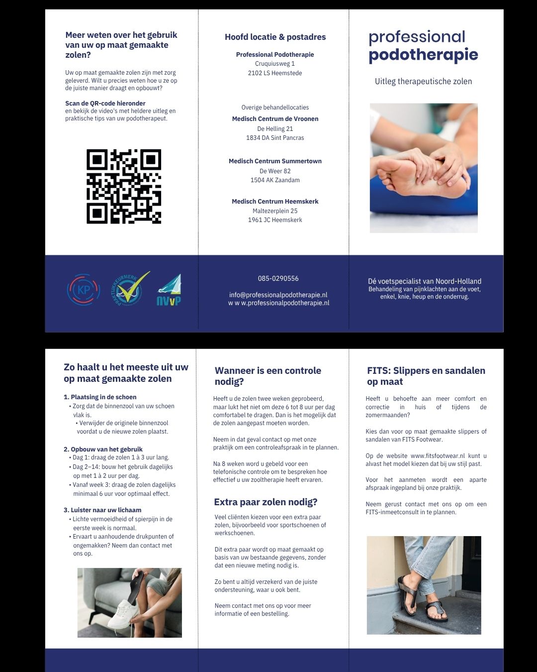 Informatieve flyer ontworpen voor een podotherapiepraktijk